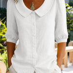 Nadorine Women's 2026 Cute Peter Pan Collar Button Down Blouse Short Sleeve Dressy Casual Work Office Elegant Top