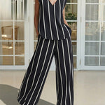 Premium Stripe Tank and Pants Matching Set