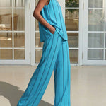 Premium Stripe Tank and Pants Matching Set