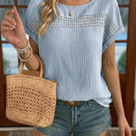 Nadorine Casual Hollow-out Design Short Sleeves T-shirt for Women Casual Work Office Loose Fit 2026 | Under $25