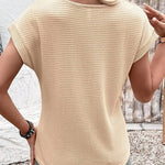 Versatile Waffle Lace Patchwork Batwing Sleeves T-shirt