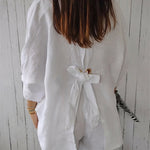 Casual Back Slit Tie Design Beach Shirt