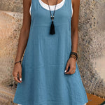 Casual Vacation Colorblock Sleeveless Summer Dress