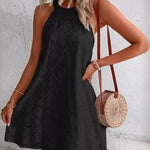Nadorine Boho Eyelet Pattern Halter Neck Cotton Sleeveless Dress for Women Casual Summer Vacation 2026