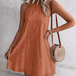 Nadorine Boho Eyelet Pattern Halter Neck Cotton Sleeveless Dress for Women Casual Summer Vacation 2026
