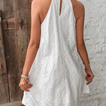 Nadorine Boho Eyelet Pattern Halter Neck Cotton Sleeveless Dress for Women Casual Summer Vacation 2026
