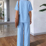Comfy Simple Relaxed Fit V-neck Matching Set