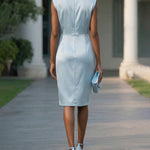 Modern Classy Keyhole Neckline Satin Sleeveless Dress