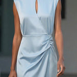 Modern Classy Keyhole Neckline Satin Sleeveless Dress