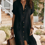 Relaxed Everyday Style Button Down Shirt Dress