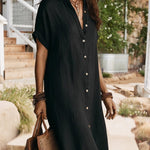 Relaxed Everyday Style Button Down Shirt Dress