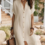 Relaxed Everyday Style Button Down Shirt Dress