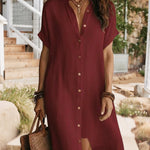 Relaxed Everyday Style Button Down Shirt Dress
