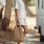 Minimalist Cozy V-neck Blouse and Shorts Set