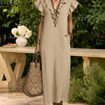 Summer Ruffle Cap Sleeve Dress With Pockets