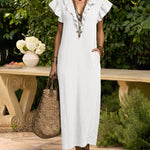 Summer Ruffle Cap Sleeve Dress With Pockets
