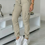 Essential High-waisted Cargo Tapered Pants