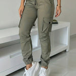 Essential High-waisted Cargo Tapered Pants