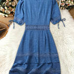Boho Chic Lace Layered Puff Sleeve Mini Dress
