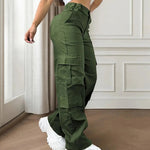 Casual Loose Multi-Pocket High Waisted Cargo Pants