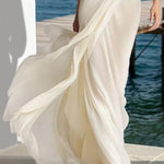 Flowy Layered Lantern Sleeves Maxi Dress