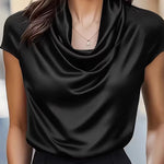 Nadorine Elegant Casual Cap Sleeve Cowl Neck Blouse for Women Casual Work Office Loose Fit 2026 | Under $40