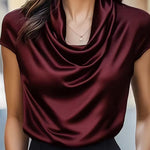 Nadorine Elegant Casual Cap Sleeve Cowl Neck Blouse for Women Casual Work Office Loose Fit 2026 | Under $40