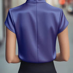 Nadorine Elegant Mock Neck Ruched Solid Color Blouse for Women Casual Work Office Loose Fit 2026 | Under $40