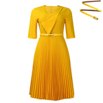 Casual Wrap Flowy Pleated Midi Dress