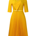 Casual Wrap Flowy Pleated Midi Dress