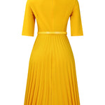 Casual Wrap Flowy Pleated Midi Dress