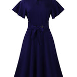 Casual Oversized Short Sleeve Dress with Waist Tie