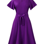 Casual Oversized Short Sleeve Dress with Waist Tie