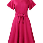 Casual Oversized Short Sleeve Dress with Waist Tie