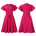 Casual Oversized Short Sleeve Dress with Waist Tie