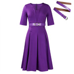 Elegant Office Wear A-Line Flowy Pleated Dress