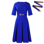 Elegant Office Wear A-Line Flowy Pleated Dress