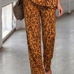 Fashion Deep V-neck Laopard Print Matching Set