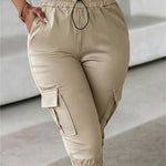 Casual Elastic Waist Drawstring Pocket Capri Pants