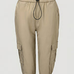 Casual Elastic Waist Drawstring Pocket Capri Pants