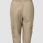 Casual Elastic Waist Drawstring Pocket Capri Pants