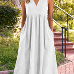 Casual Sleeveless Midi Dress with Utility Pockets