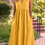 Casual Sleeveless Midi Dress with Utility Pockets