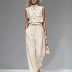 Chic Cargo Style Sleeveless Two Piece Set