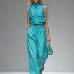 Chic Cargo Style Sleeveless Two Piece Set