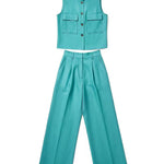 Chic Cargo Style Sleeveless Two Piece Set
