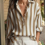 Casual Office Oversized Stripe Pullover Shirt