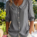 Cute Peter Pan Collar Stripe Blouse