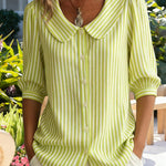 Cute Peter Pan Collar Stripe Blouse