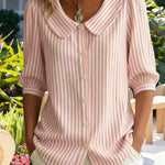 Cute Peter Pan Collar Stripe Blouse